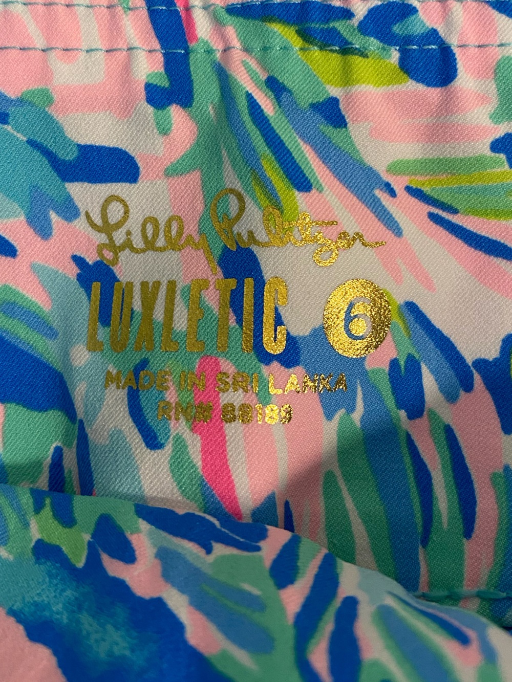 Lilly Pulitzer Luxletics Pastel Floral Bike Shorts in Aqua, Pink & Green - Picture 6 of 8